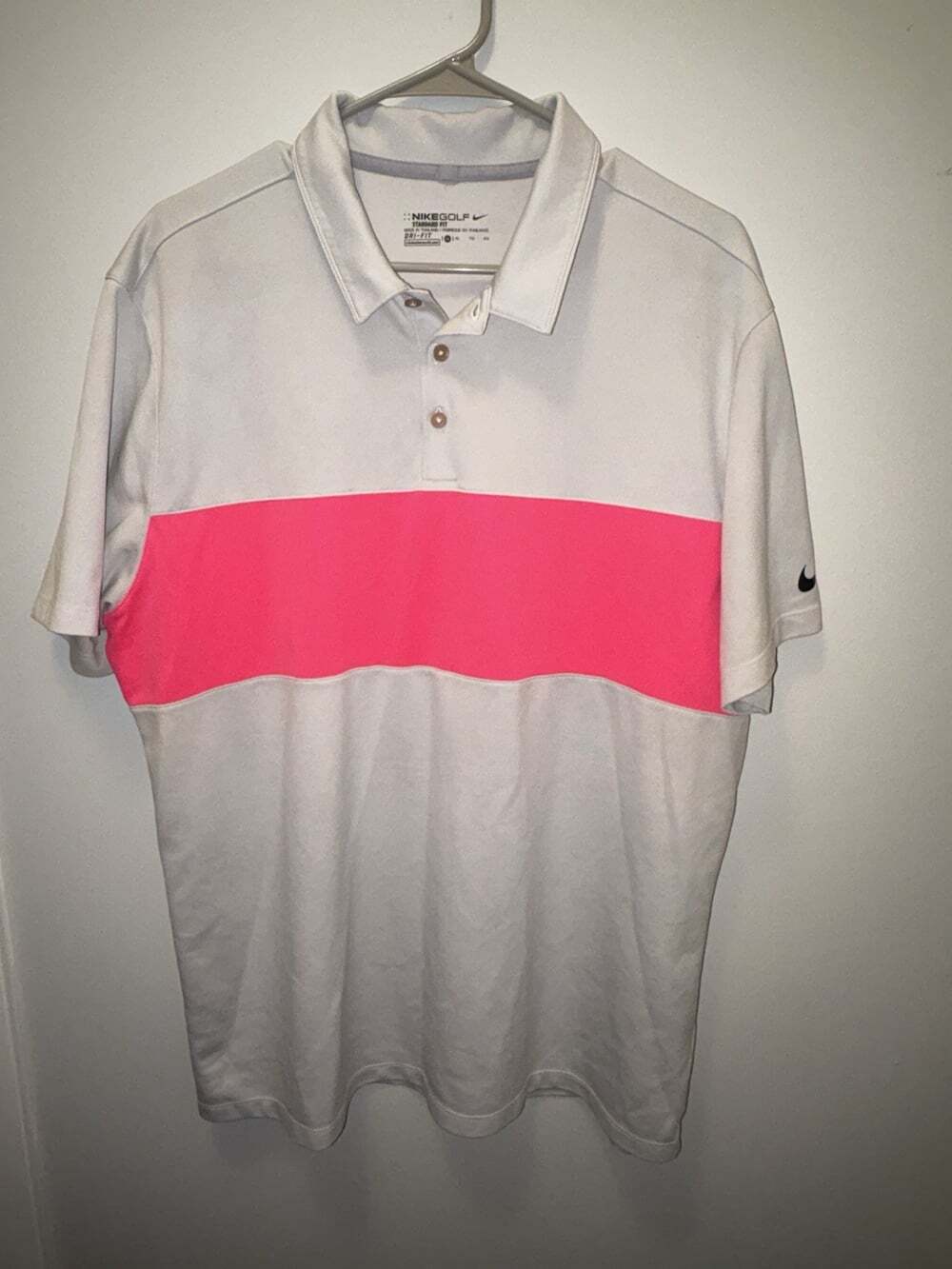 Nike Golf Dri-FIT Pink Stripe Polo - Mens XL